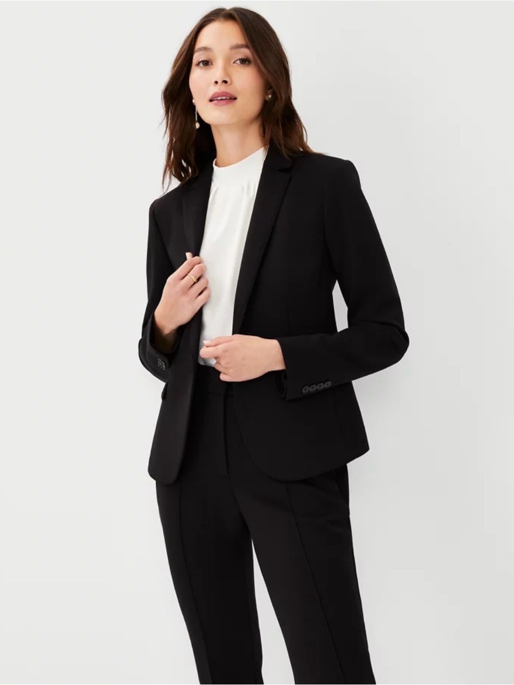 Ann Taylor Black One-Button Blazer in Double Knit NWT Size 18